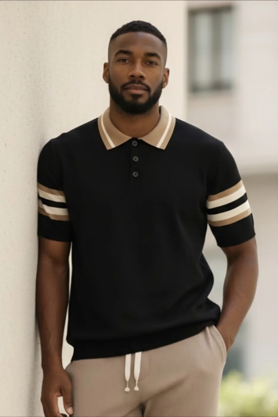 Polo de malha Frilivin Preto e Castanho Cod.791 | definne