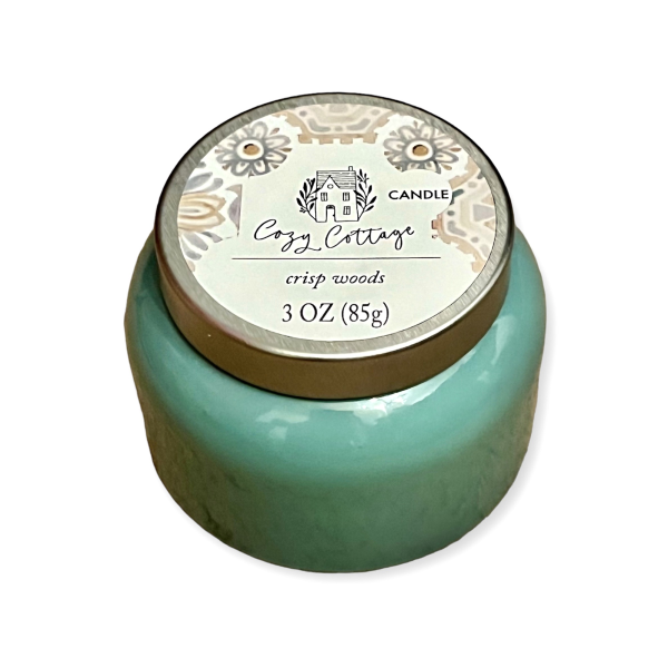 COZY COTTAGE-Candle (crisp woods) 3 OZ (85g) | Home & Kitchen Delights