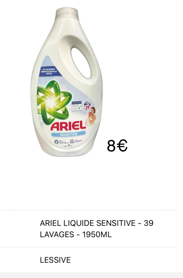 Ariel 39 lavages  | fresh home