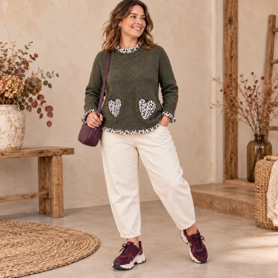 Pull " LÉOPOLDINE " kaki 36 au 46 | Les Chics Filles by Sab