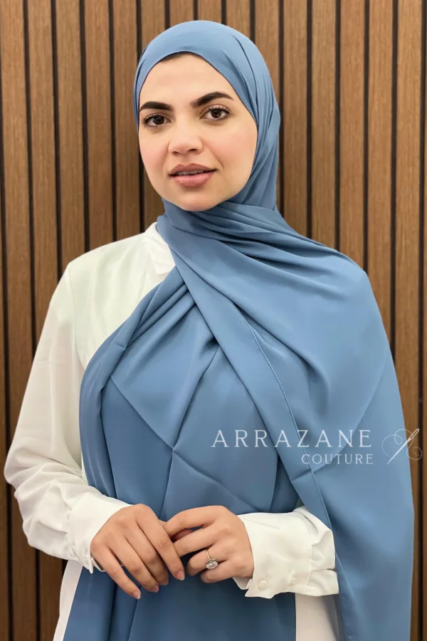 Châle Crêpe Uni Bleu Jean | CasaZaz