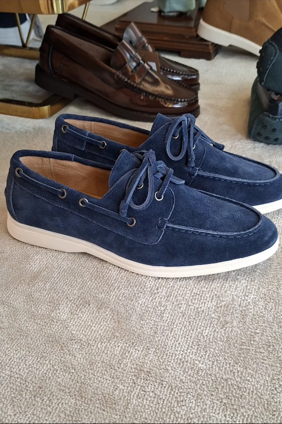 Loafer em camurca com atacador em Azulao Cod.916 | definne