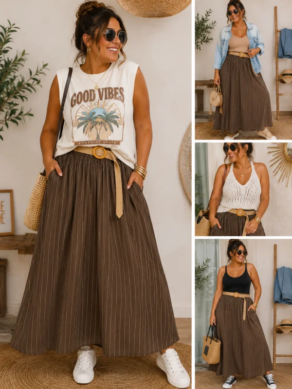 Jupe " sable" marron 38 au 48/50 | Les Chics Filles by Sab