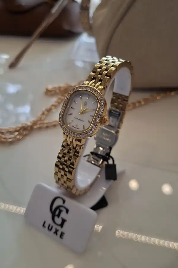 Relógio GGLux Feminino Gold fundo branco cod 743 | definne