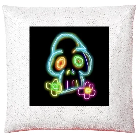 💠NFT NEON SKULL 1💠 SEQUIN PILLOW COVER | 💠 ℕ𝔽𝕋 𝕄𝕖𝕣𝕔𝕙 💠