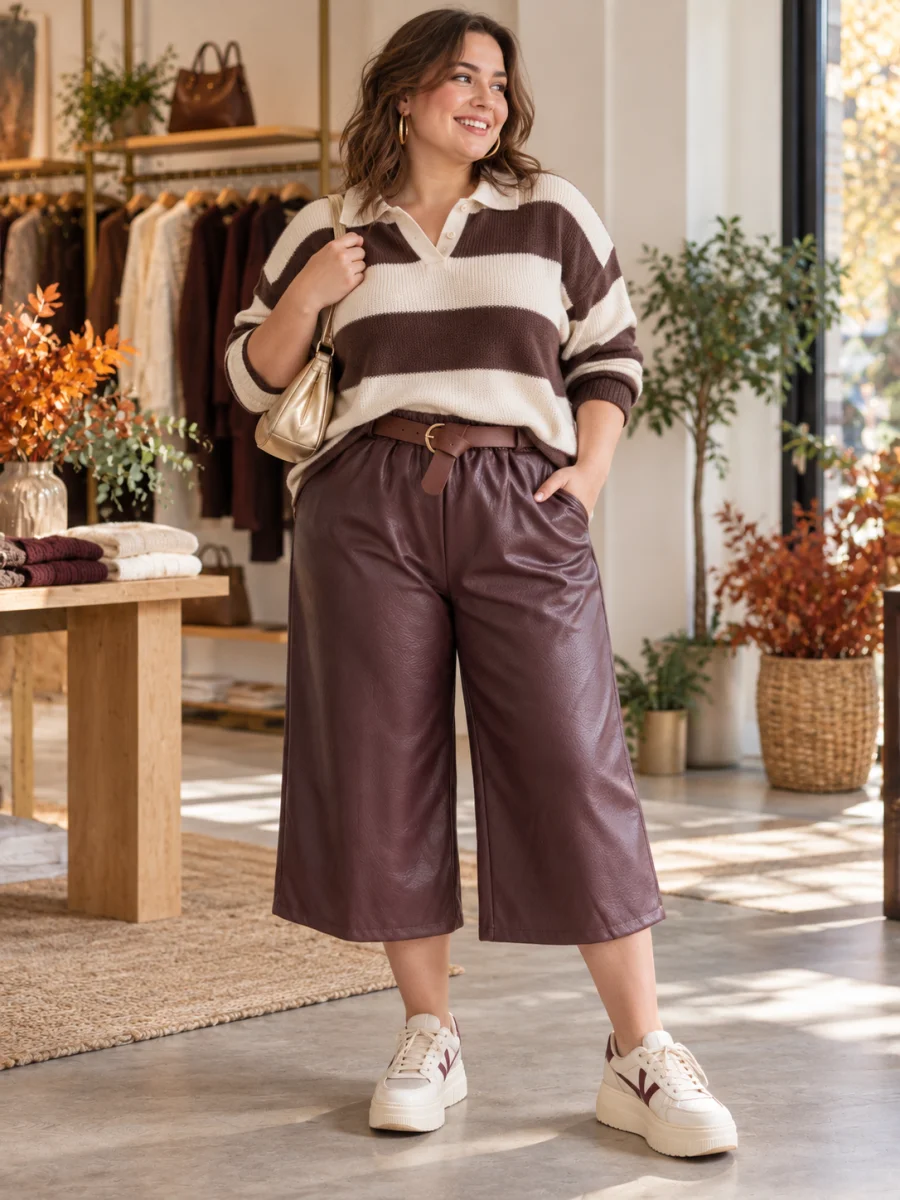 PRÉCOMMANDE jupe-culotte " dakota" simili bordeaux 40 au 52 | Les Chics Filles by Sab