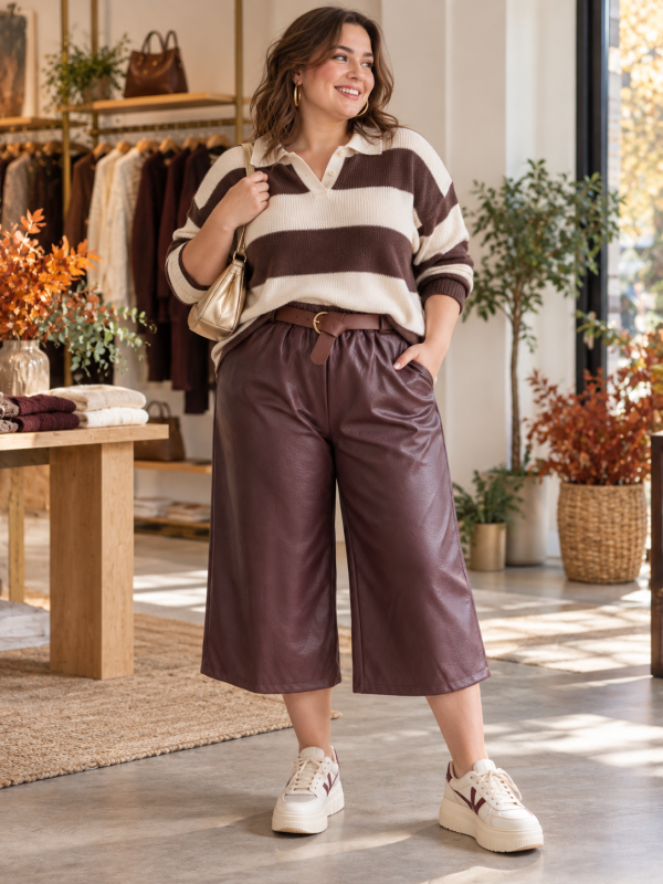PRÉCOMMANDE jupe-culotte " dakota" simili bordeaux 40 au 52 | Les Chics Filles by Sab
