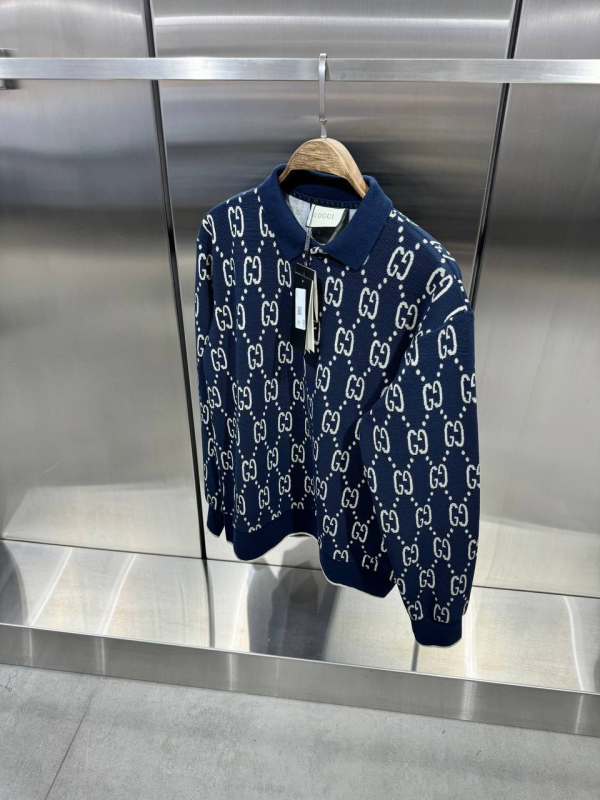Gucci Sweater Polo Knitwear Blue Dark  | MASSIMOLUXURYOUTLET
