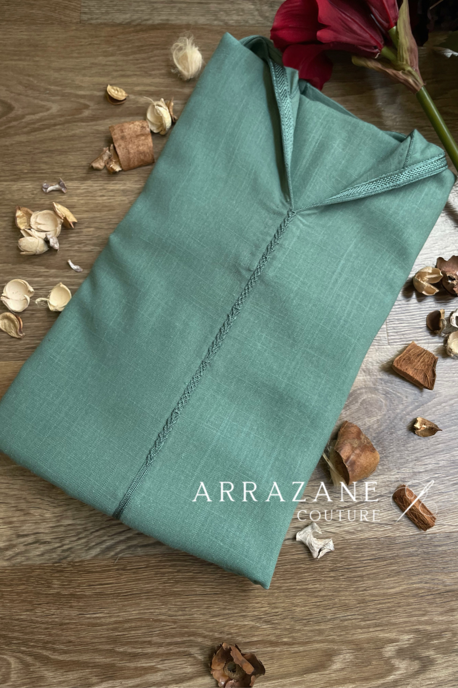 Djellaba en Lin Vert eau | CasaZaz