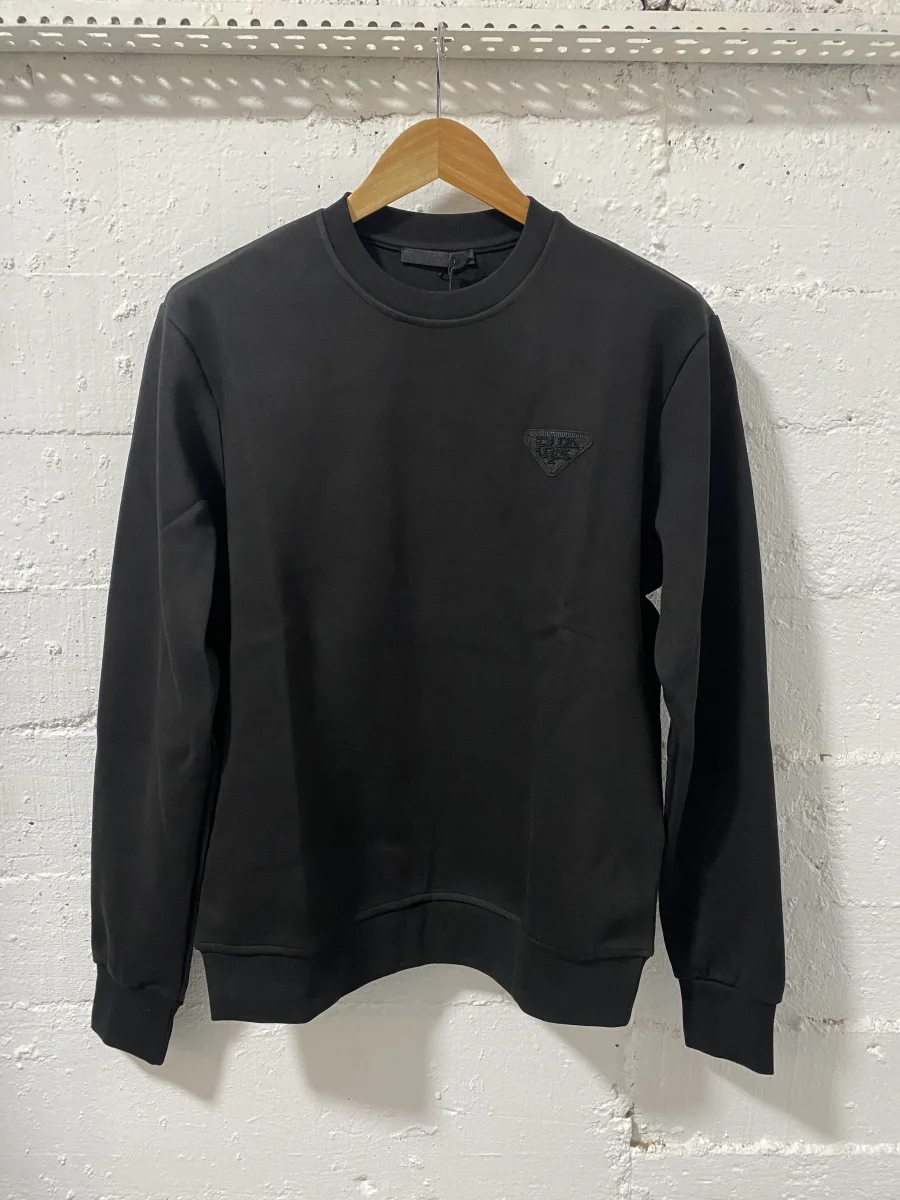 Prada Milano Cotton Sweatshirt Black | MASSIMOLUXURYOUTLET