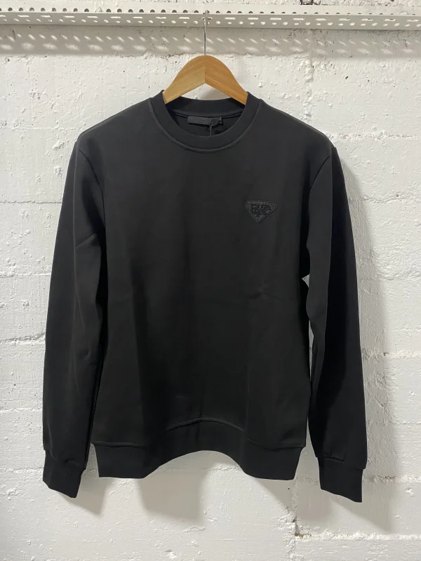 Prada Milano Cotton Sweatshirt Black | MASSIMOLUXURYOUTLET