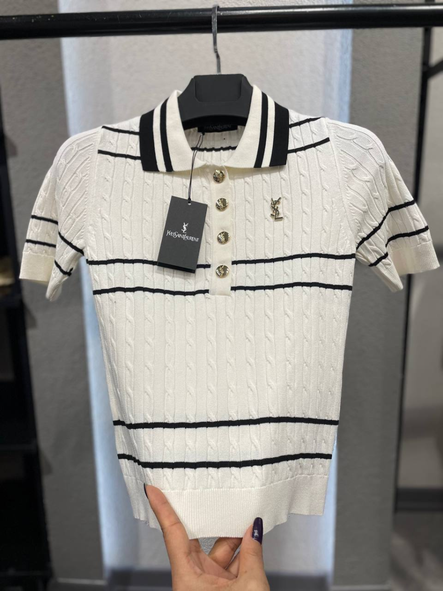 Yves Sain Laurent Polo T-Shirt Women Ecru | 