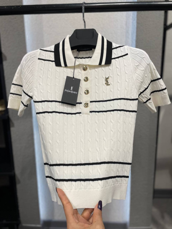 Yves Sain Laurent Polo T-Shirt Women Ecru | 