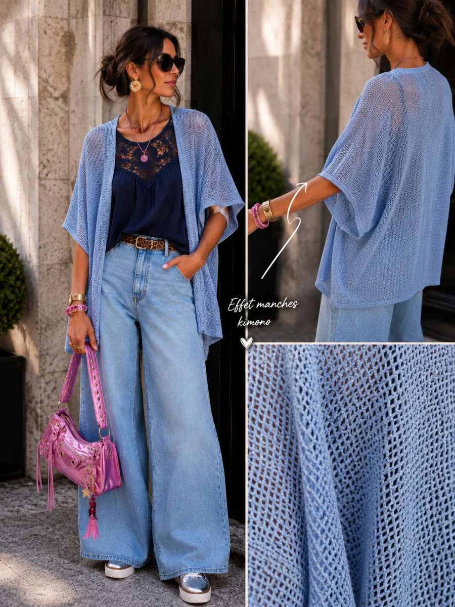 Gilet " mila" bleu ciel 36 au 46 | Les Chics Filles by Sab