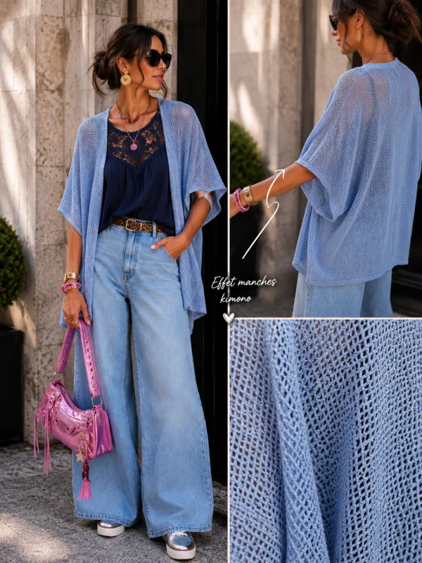 Gilet " mila" bleu ciel 36 au 46 | Les Chics Filles by Sab