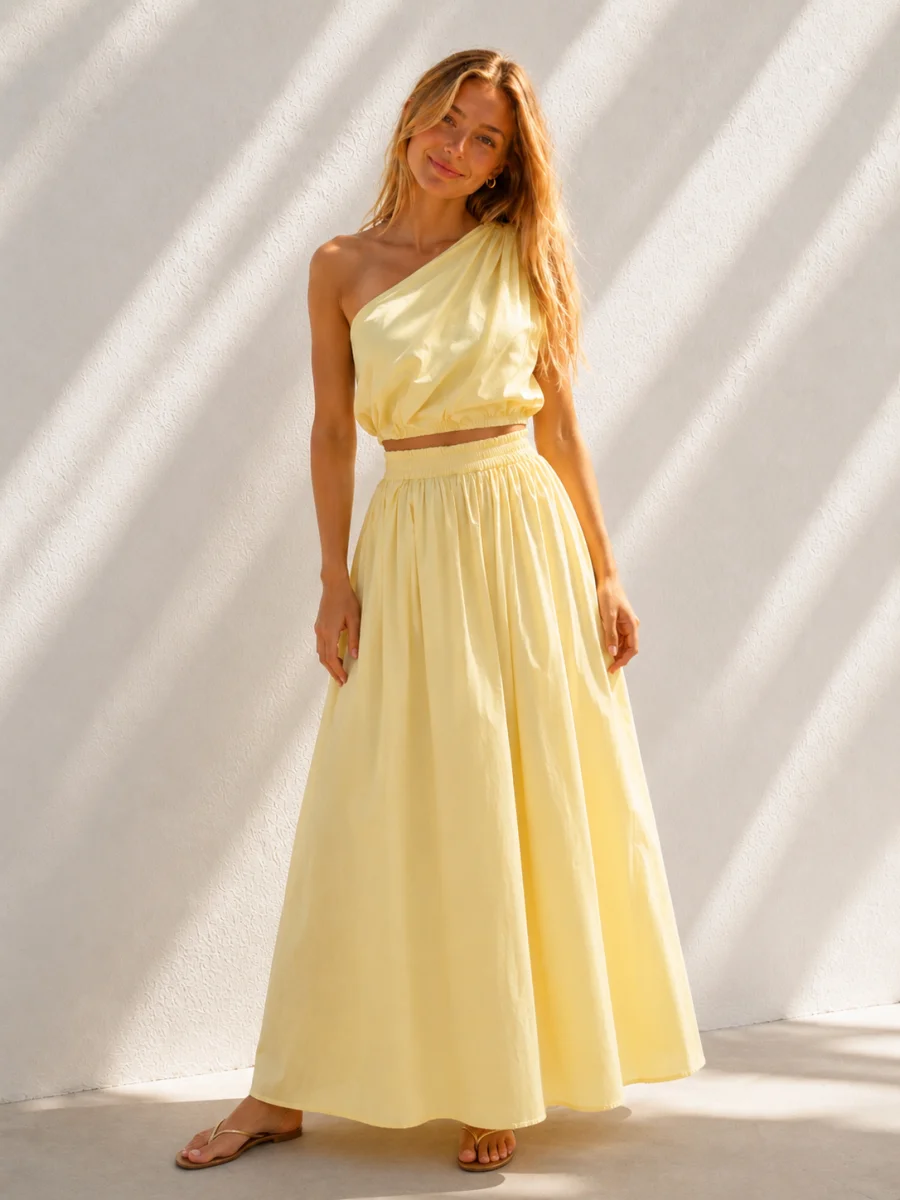 Santorini One-Shoulder Set | Salsa Color