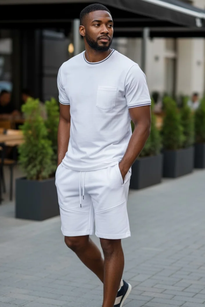 Conjunto T- shirt e Calção Frilivin em Branco cod 504 | definne