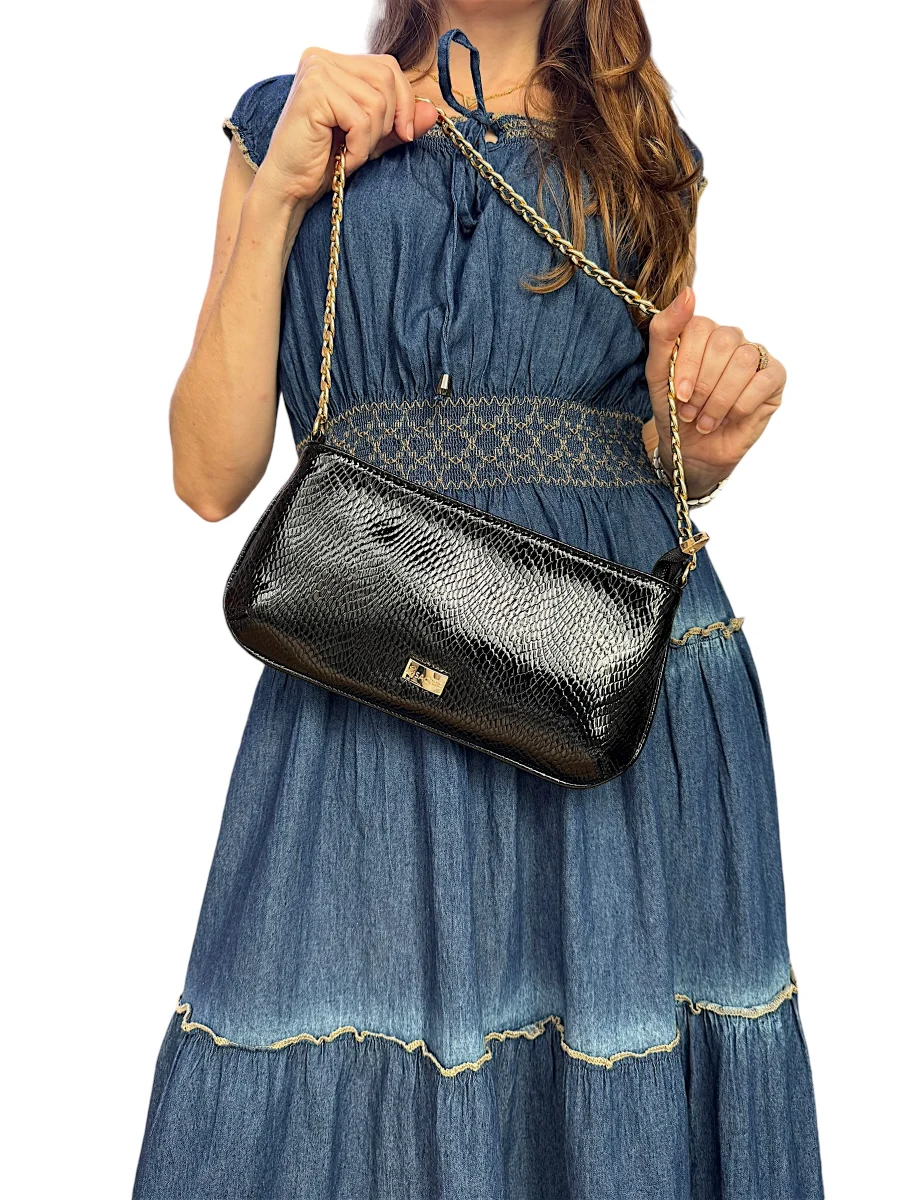 Jase Lézard Verni Noir  | Sac'ré