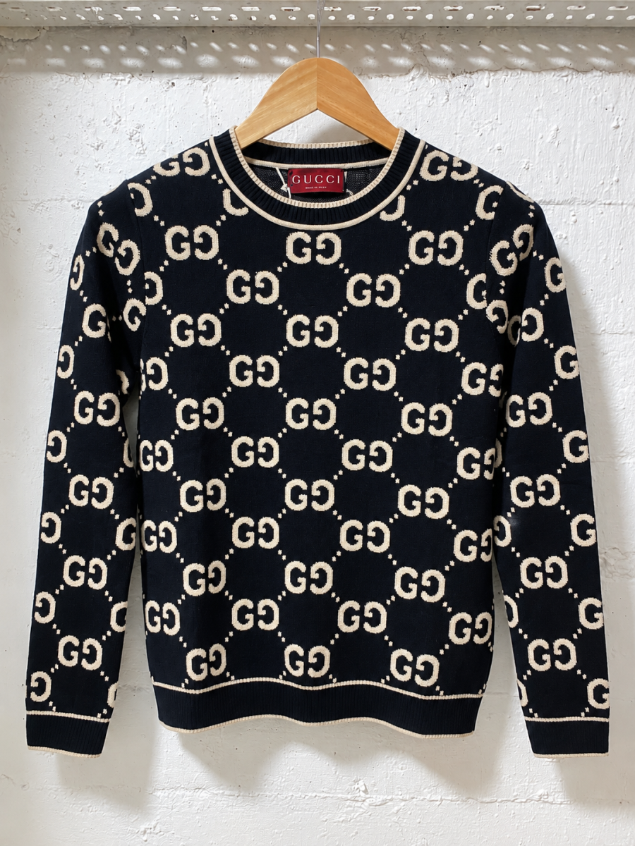 Gucci Firenze 1921 Jacquard Monogram Sweater Black | 