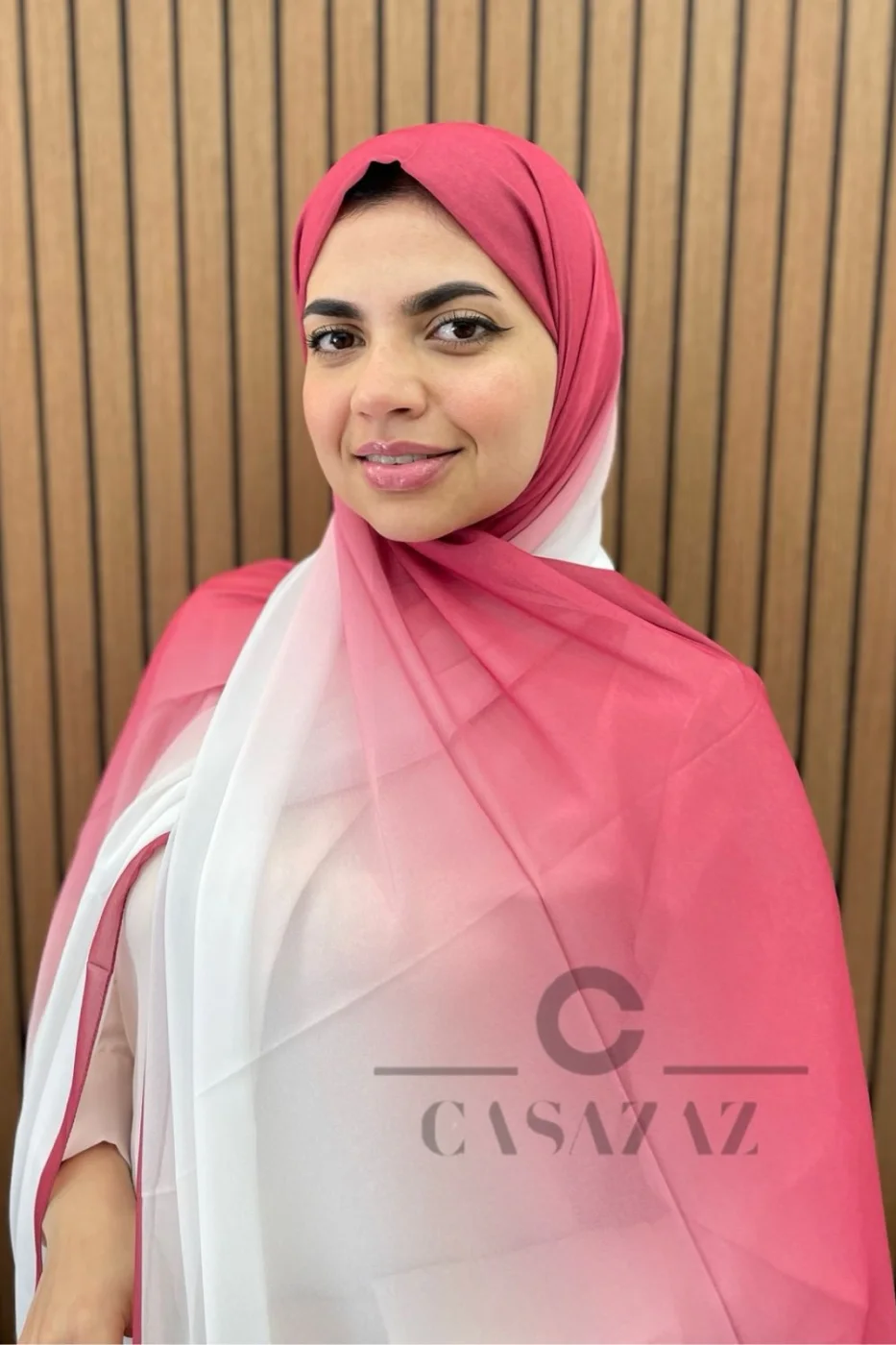 Châle Crêpe  Dégrade Fushia Blanc | CasaZaz