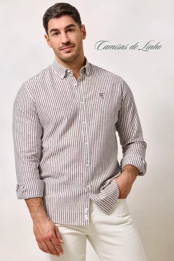 PRÉ-RESERVA Camisas de Linho La Garrocha Riscas Castnhas
 | definne