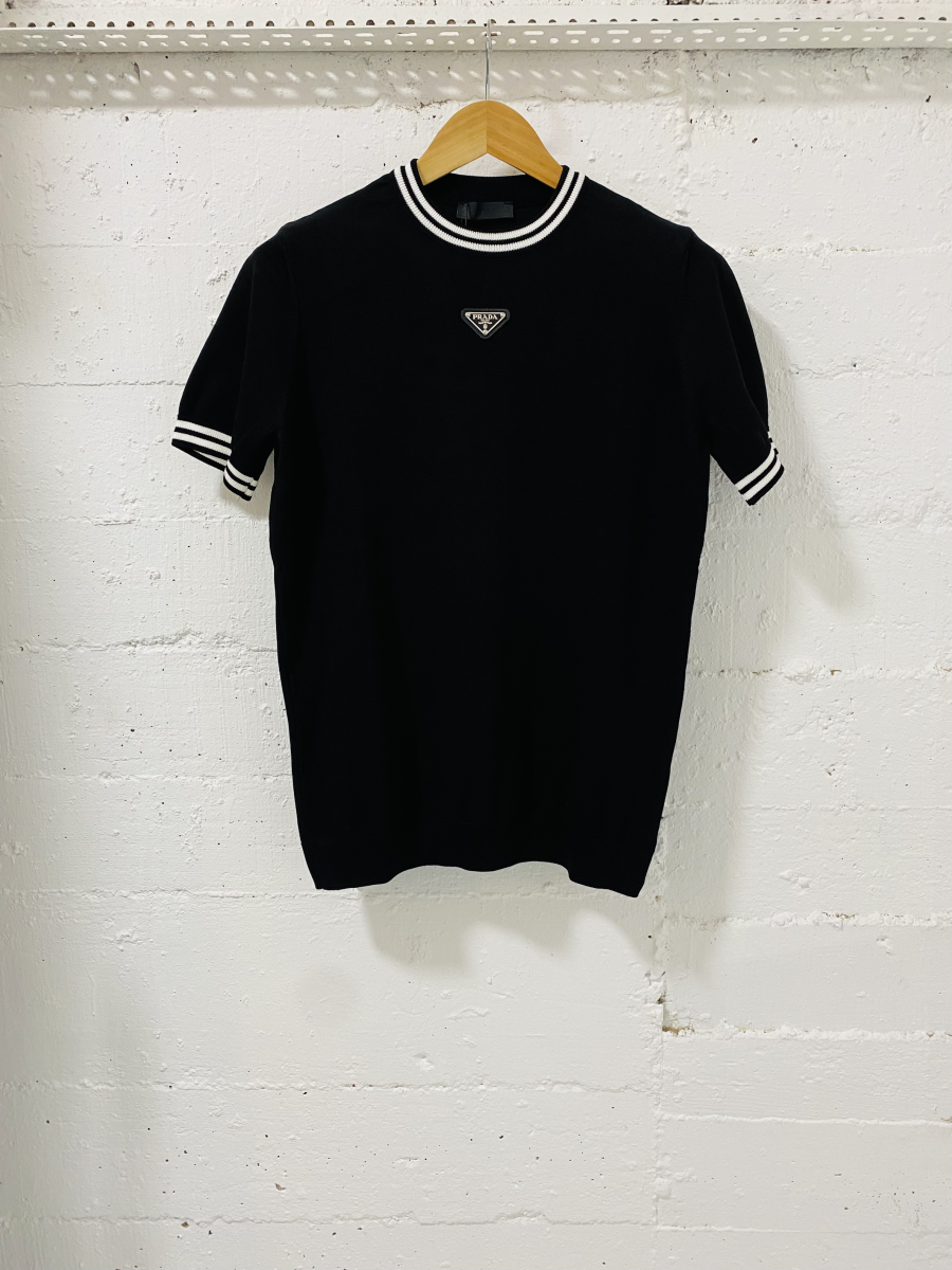 Prada Milano T-Shirt Knitwear Black | MASSIMOLUXURYOUTLET