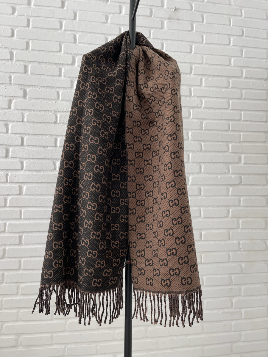 Gucci Scarves  Brown Double face GG Unisex | MASSIMOLUXURYOUTLET