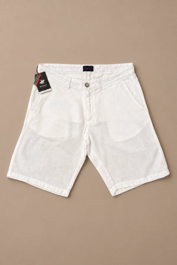 Calções de Linho Novally em Branco | definne