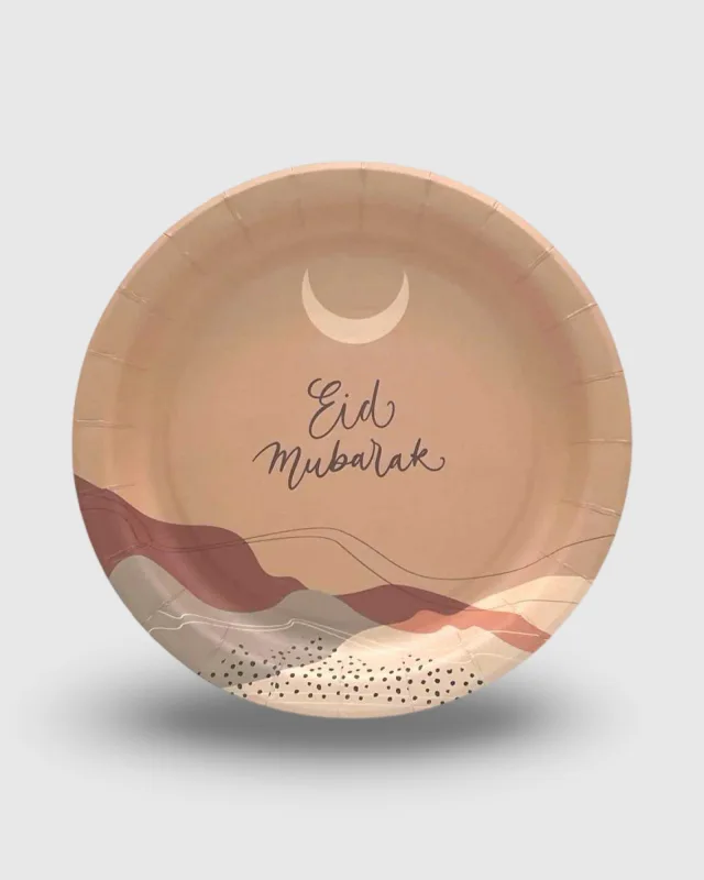 LOTS 6 PCS ASSIETTES EN CARTON EID -  HORIZON DE DUNES (23,2CM) | AMCOSMETIK