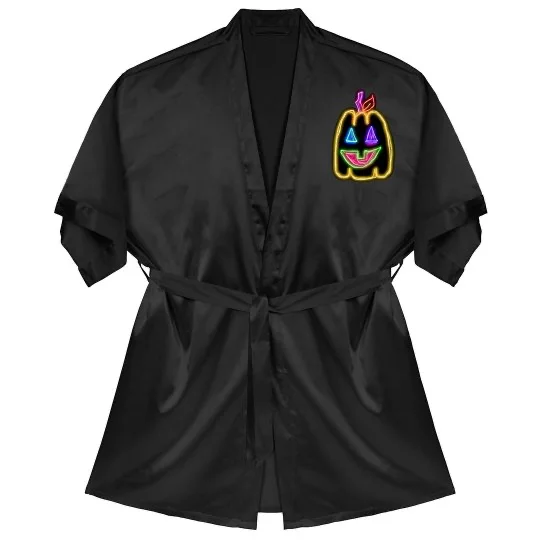 💠NFT NEON PUMPKIN 1💠 SATIN KIMONO SHORT ROBE | 💠 ℕ𝔽𝕋 𝕄𝕖𝕣𝕔𝕙 💠