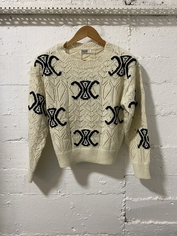Celine Paris Women Sweater Beige | MASSIMOLUXURYOUTLET