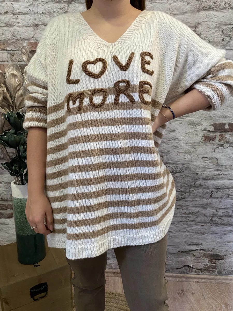 Pull rayé love more | Jus de coco 