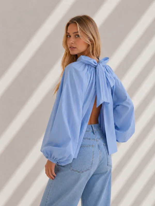 Butterfly Bow Cotton Blouse | Salsa Color