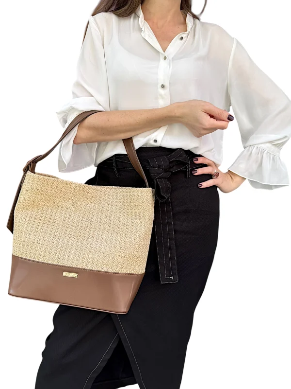 Helene Rafia Beige Marron | Sac'ré