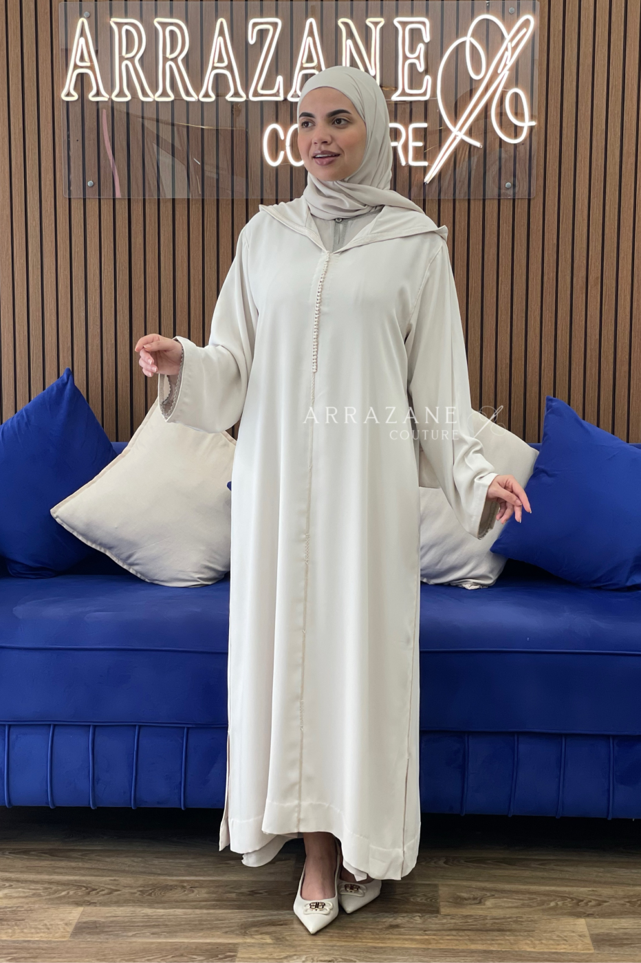 Djellaba Crêpe Berchmen Beige Poudre | CasaZaz