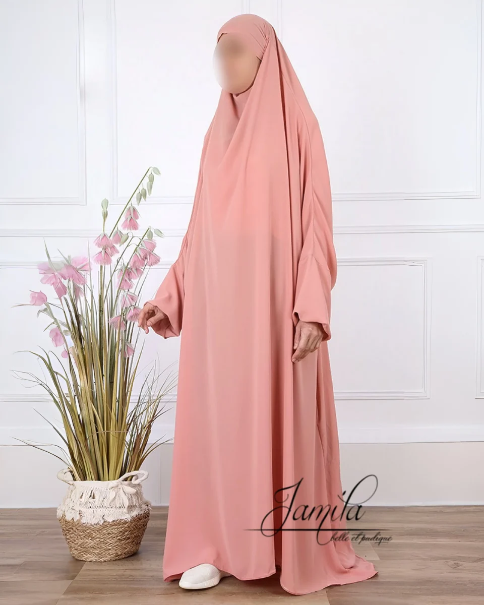 JILBAB 1 PIÈCE ROSE POUDRÉ - JAMILA  | AMCOSMETIK