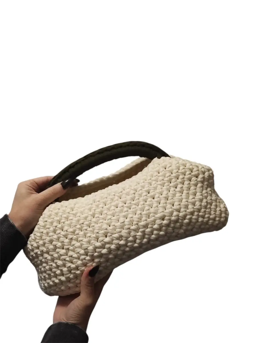 Cluth bag panna con manico verdone | Carvin Bags