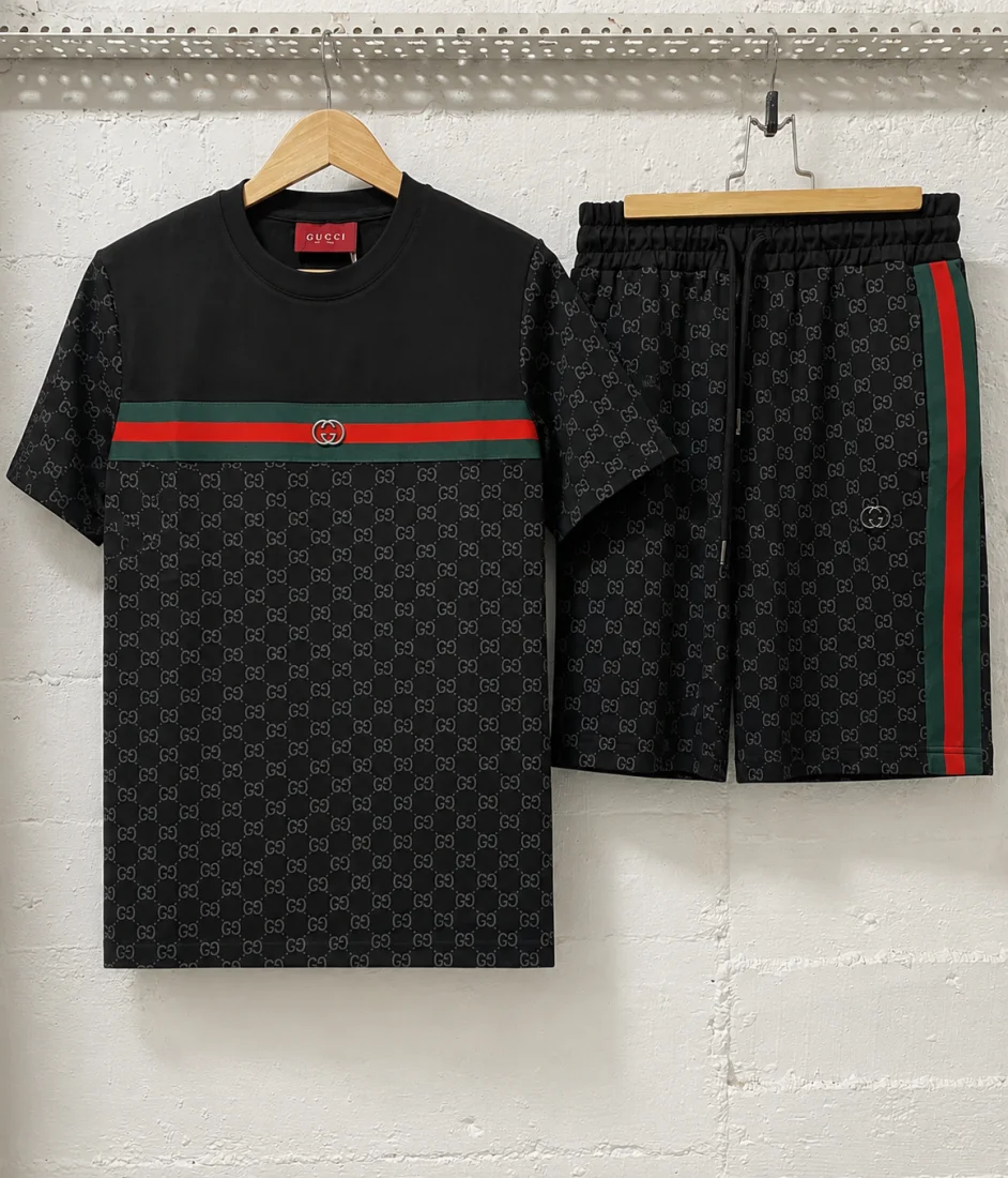 Gucci Firenze 1921 Short Set Matching Featuring All-Over GG Monogram Black | 