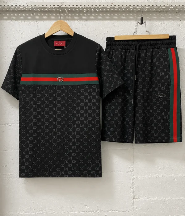 Gucci Firenze 1921 Short Set Matching Featuring All-Over GG Monogram Black | 