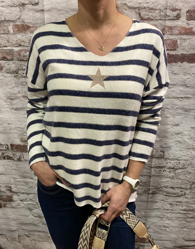 Pull fin Étoile rayé  | Jus de coco 