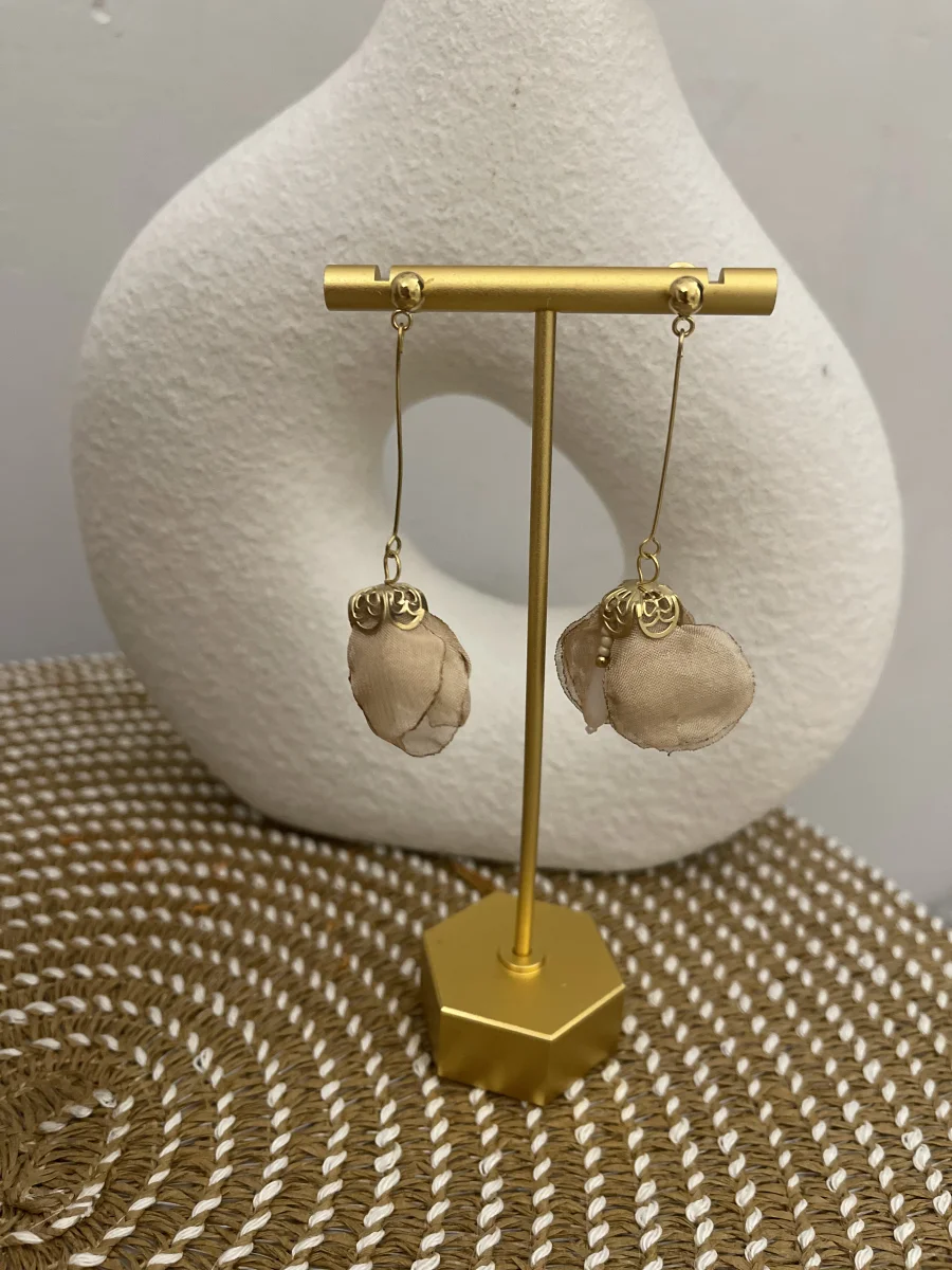 Boucles d oreiles fleurs en tissus acier inoxydable  | WOMANITY FWI