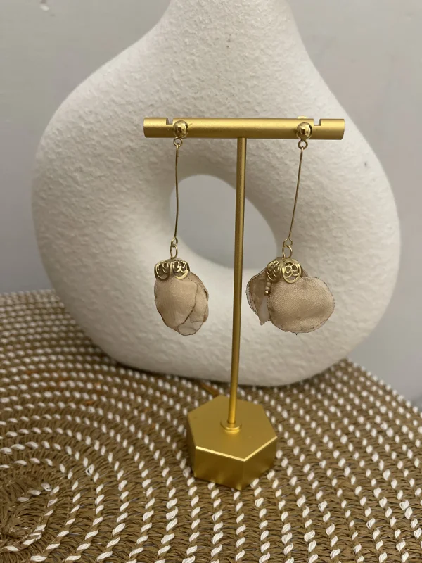 Boucles d oreiles fleurs en tissus acier inoxydable  | WOMANITY FWI