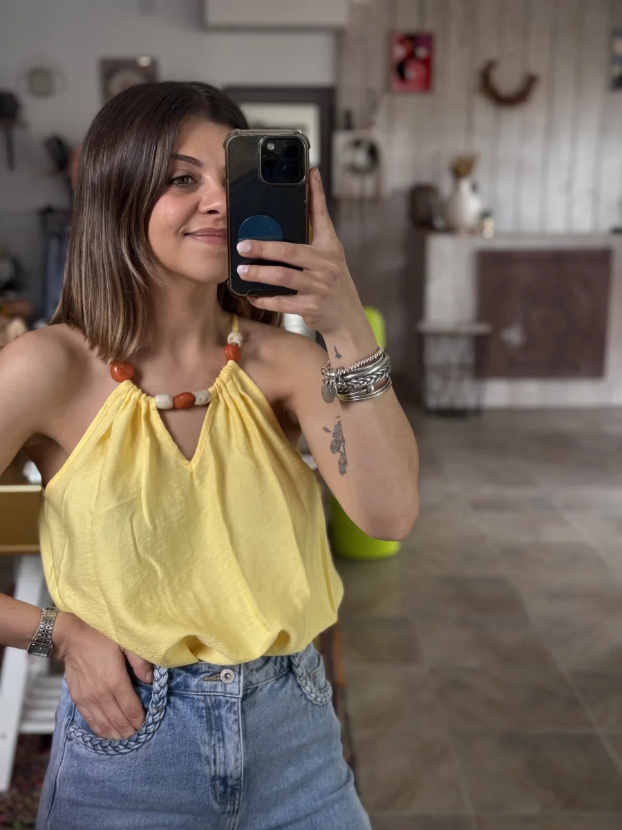 Top PERLE jaune  | Les bohemiennes Le Bouscat