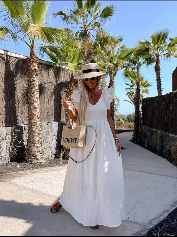 Robe longue dos en V | Pink Corner 974