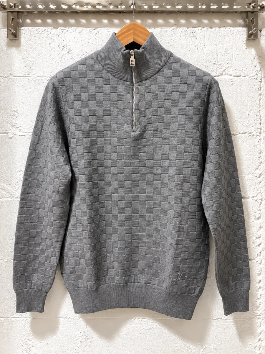 Louis Vuitton LV Damier Zip-Neck Sweater Grey | 