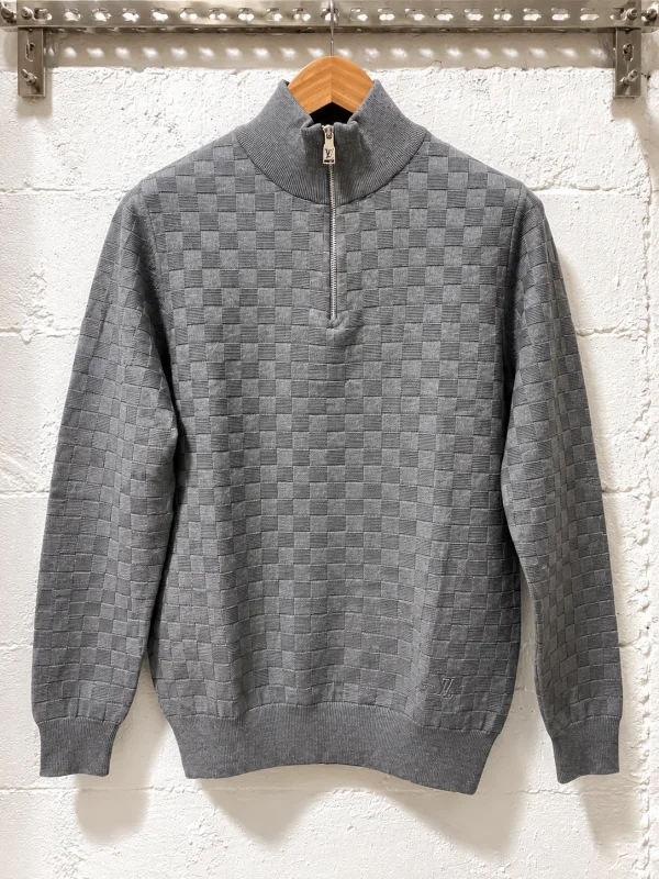 Louis Vuitton LV Damier Zip-Neck Sweater Grey | 