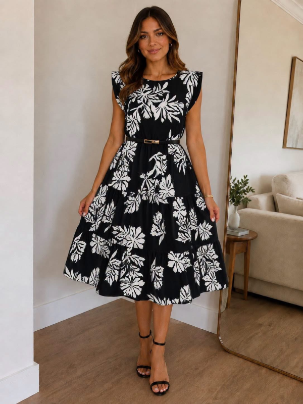 Vestido Floral com Cinto de Oferta | Sublime Moda Feminina