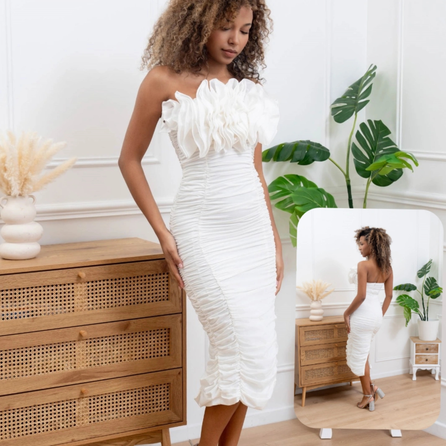 Robe bustier froufrou | Pink Corner 974
