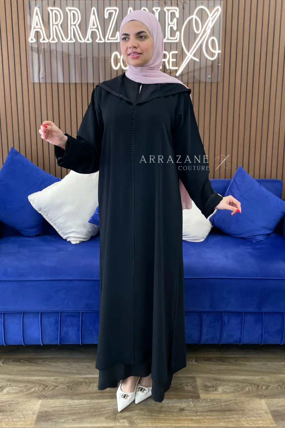 Djellaba Crêpe Berchmane Noir | CasaZaz