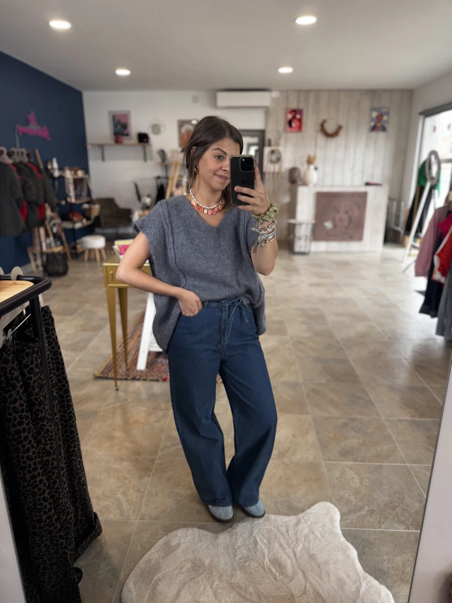 Pull ENORA gris | Les bohemiennes Le Bouscat